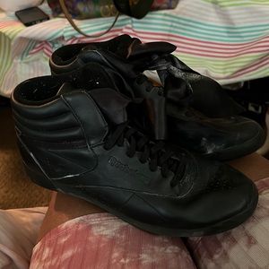 Black pair of classic ribbon Reeboks